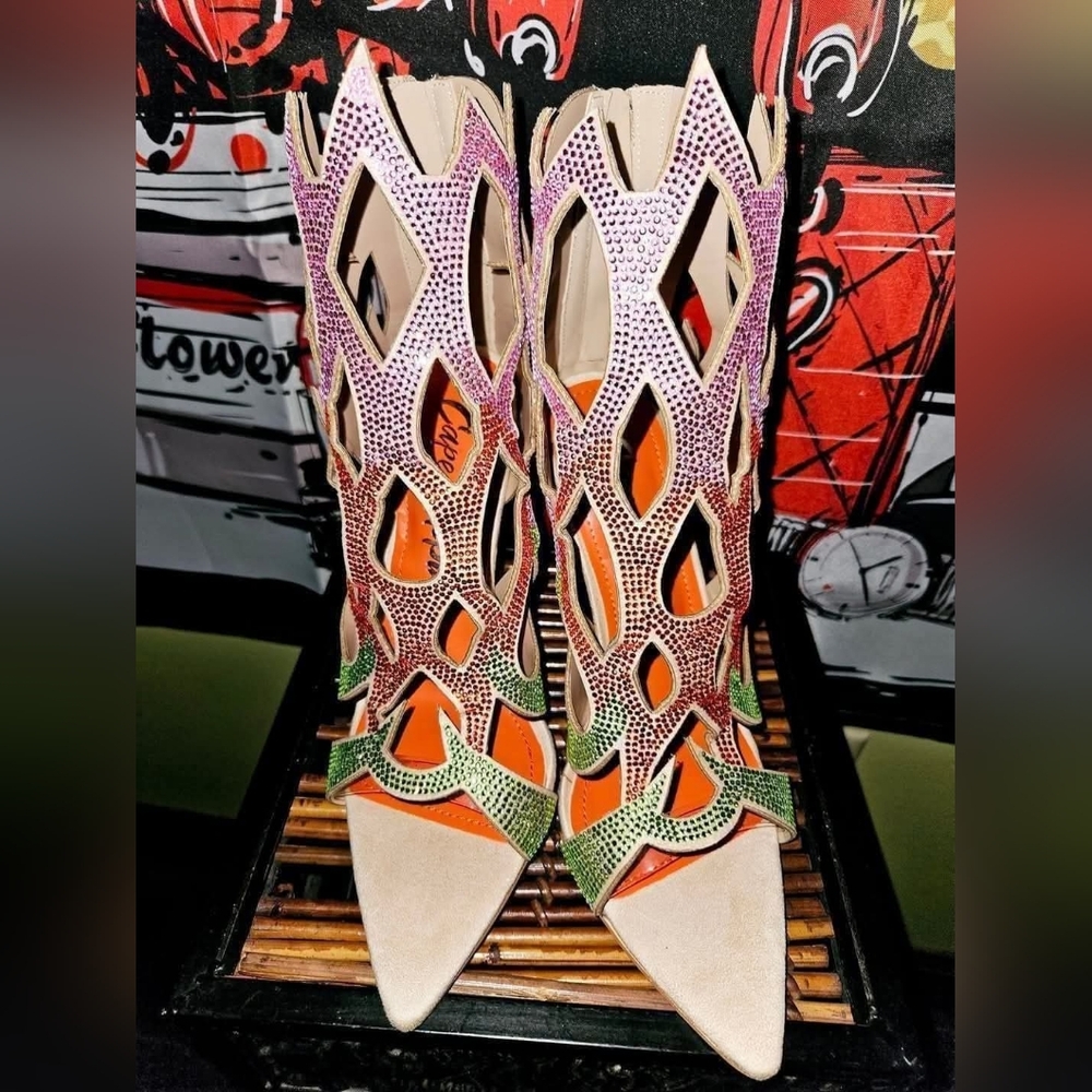 Cape Robbin Multicolor Cutout Sequin Boots